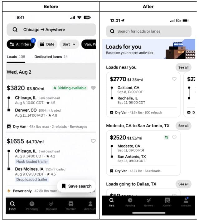Recommendation system screenshot