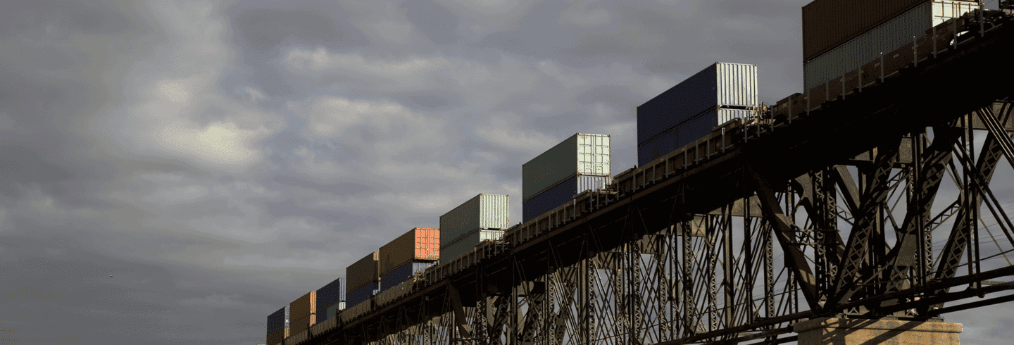 cargo train on bridge