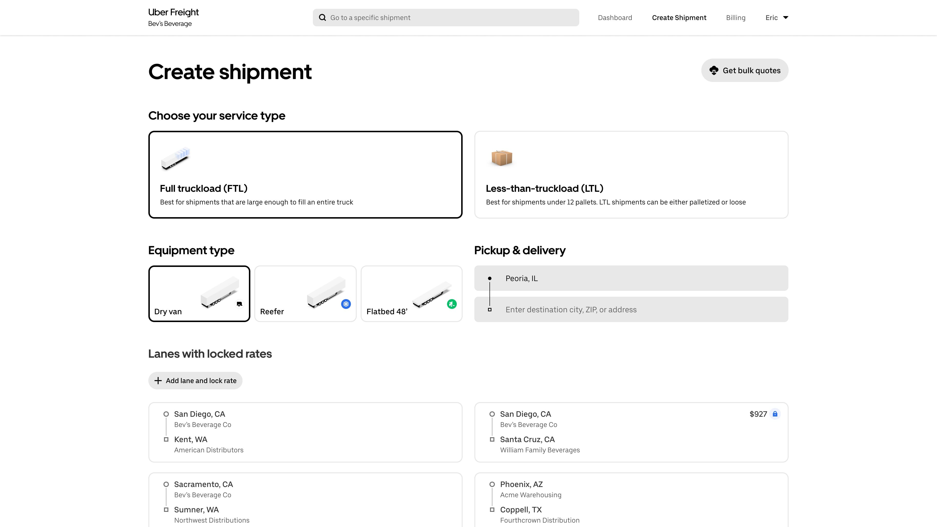 screen grab of shipping software